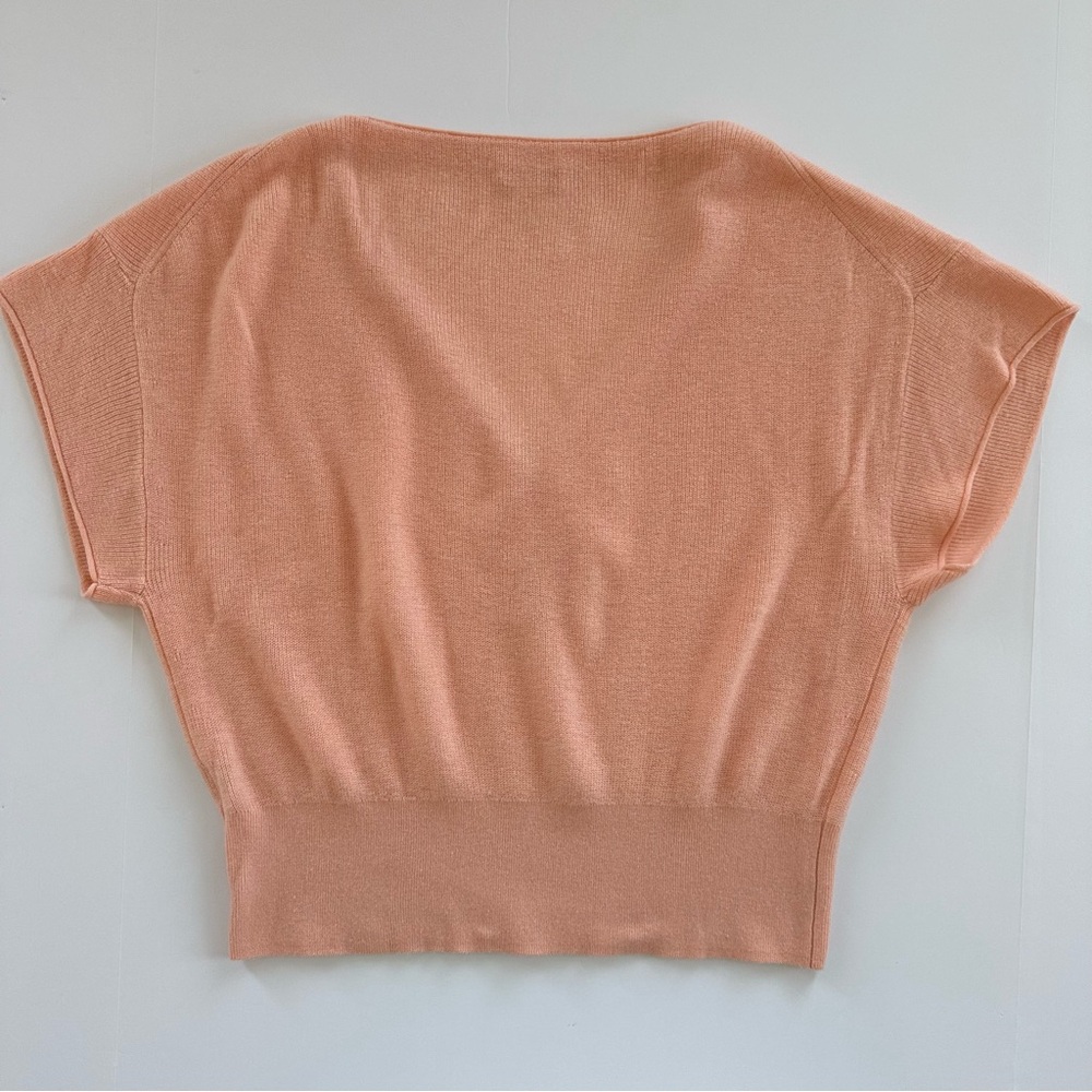 J.Crew Featherweight Cashmere V-neck T-shirt in Iced Peach | XL | EUC - Picture 3 of 9